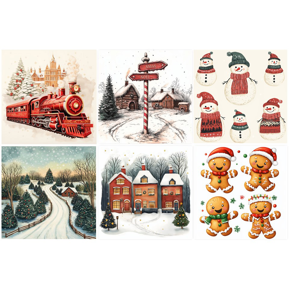 Image 12-PC Ass't of Napkins, 'Christmas Spirit' Series, 6 designs, 20 units each